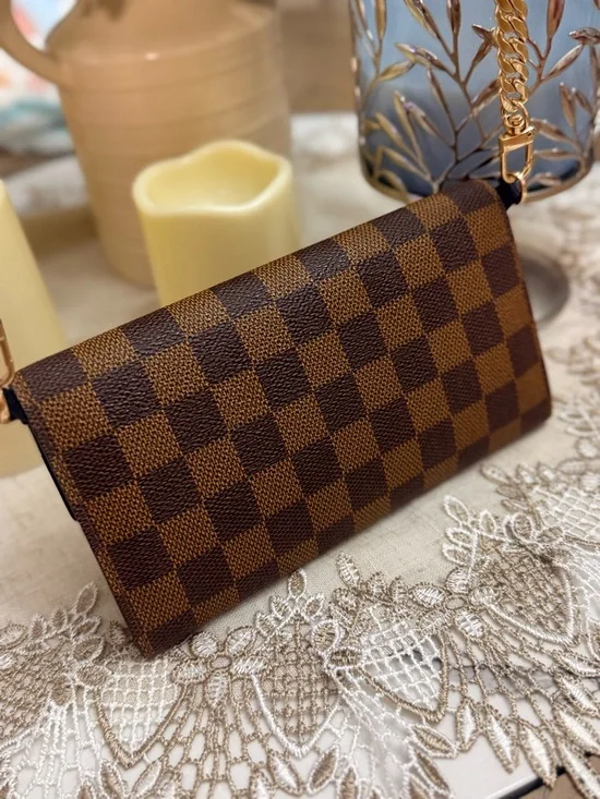 Louis Vuitton Brown Damier Ebene Crossbody with Gold Chain - Picture 3 of 5